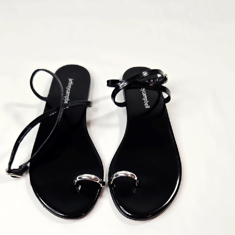 Jeffrey Campbell Black LLC FLAT TOE RING Sandals Size 6 NWT